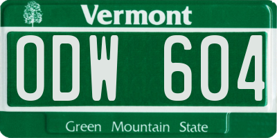 VT license plate ODW604