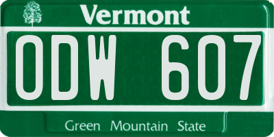 VT license plate ODW607