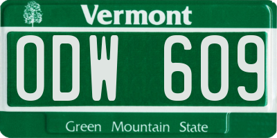 VT license plate ODW609