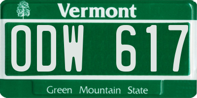 VT license plate ODW617