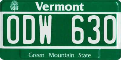 VT license plate ODW630