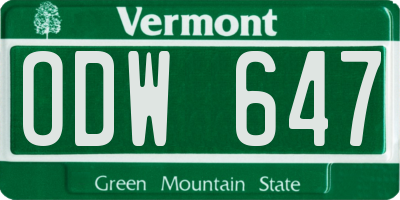 VT license plate ODW647