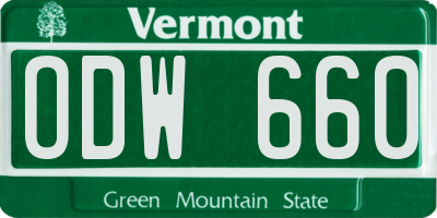 VT license plate ODW660