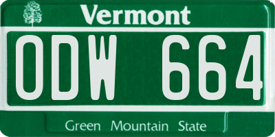 VT license plate ODW664
