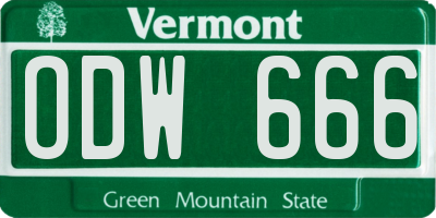 VT license plate ODW666