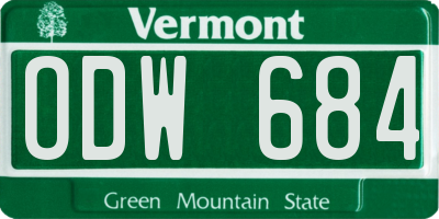VT license plate ODW684