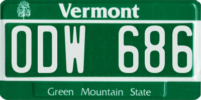 VT license plate ODW686