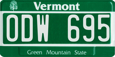 VT license plate ODW695