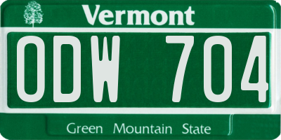 VT license plate ODW704