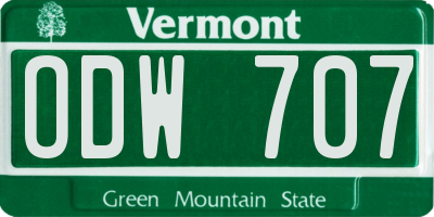 VT license plate ODW707