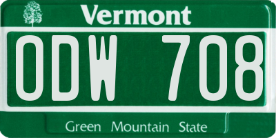 VT license plate ODW708