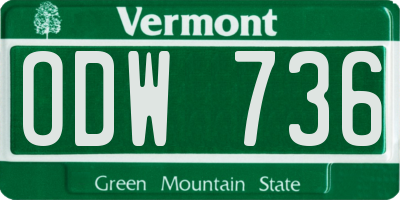 VT license plate ODW736