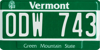 VT license plate ODW743