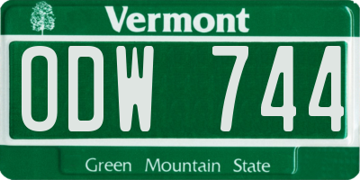 VT license plate ODW744