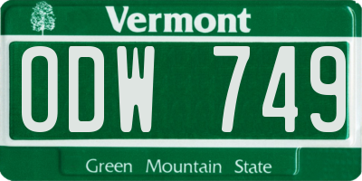 VT license plate ODW749