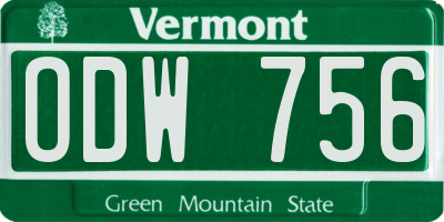 VT license plate ODW756