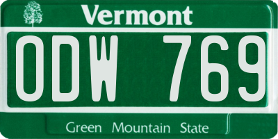 VT license plate ODW769