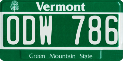 VT license plate ODW786