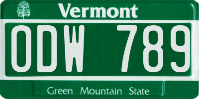 VT license plate ODW789