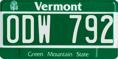 VT license plate ODW792