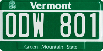 VT license plate ODW801