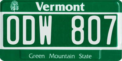 VT license plate ODW807