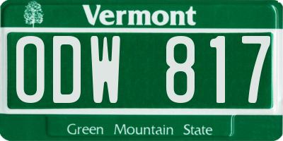 VT license plate ODW817