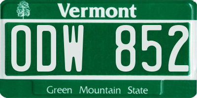 VT license plate ODW852