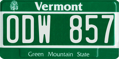 VT license plate ODW857