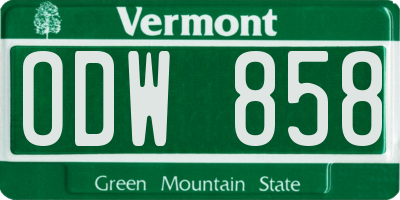 VT license plate ODW858