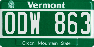 VT license plate ODW863