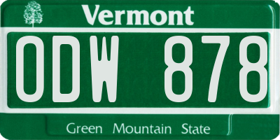 VT license plate ODW878