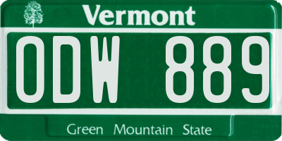 VT license plate ODW889
