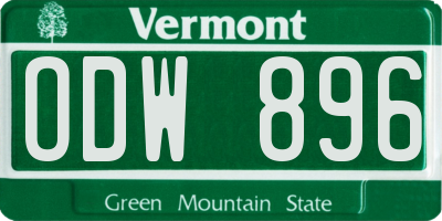 VT license plate ODW896