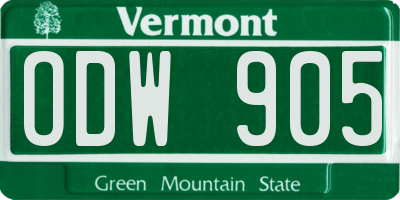 VT license plate ODW905