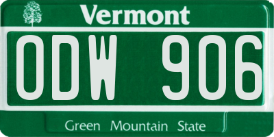 VT license plate ODW906
