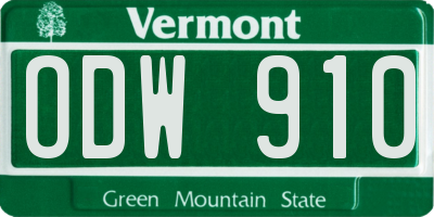 VT license plate ODW910