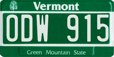 VT license plate ODW915