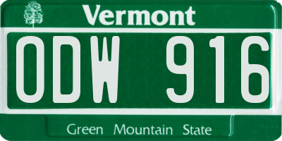 VT license plate ODW916