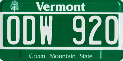 VT license plate ODW920