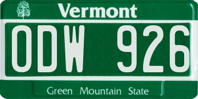 VT license plate ODW926