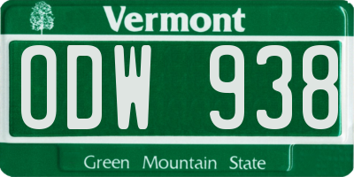 VT license plate ODW938