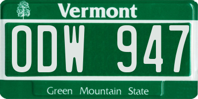 VT license plate ODW947