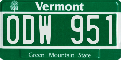 VT license plate ODW951