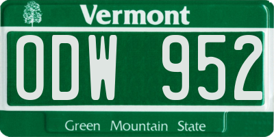 VT license plate ODW952