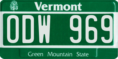VT license plate ODW969