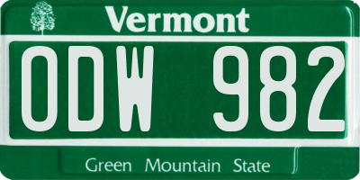 VT license plate ODW982
