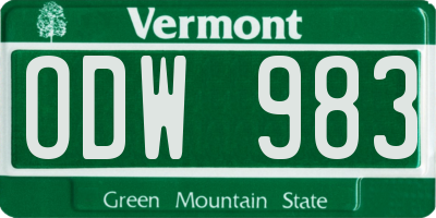 VT license plate ODW983