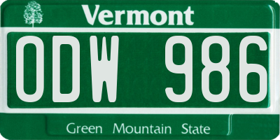 VT license plate ODW986