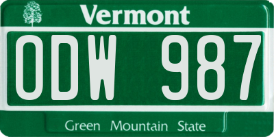 VT license plate ODW987